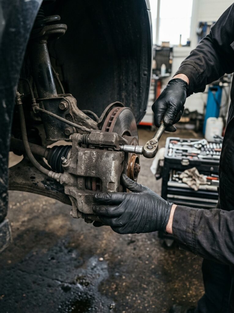 stuck brake caliper fix